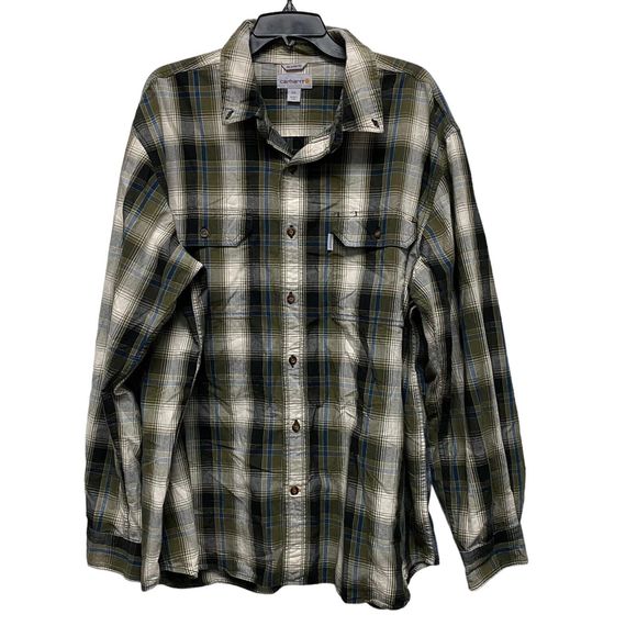 Carhartt Shirt Men 2XL Relaxed Fit Plaid Long Sleeve Casual Outdoors Button Down